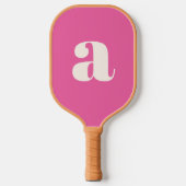 Raquette De Pickleball Simple Monogramme Initial En Gras Rétro Rose Chaud (Recto)