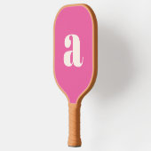 Raquette De Pickleball Simple Monogramme Initial En Gras Rétro Rose Chaud (Gauche)