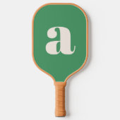 Raquette De Pickleball Simple Monogramme Initial Retro Gras Vert Été (Recto)
