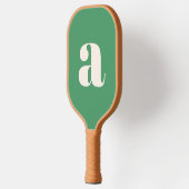 Raquette De Pickleball Simple Monogramme Initial Retro Gras Vert Été (Gauche)
