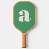 Raquette De Pickleball Simple Monogramme Initial Retro Gras Vert Été (Verso)
