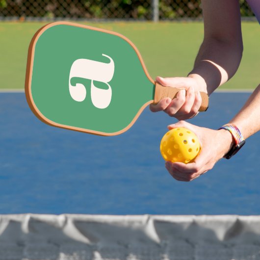Raquette De Pickleball Simple Monogramme Initial Retro Gras Vert Été (Insitu)