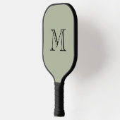 Raquette De Pickleball Simple Monogramme Initiale Vert Sauge Gras (Gauche)