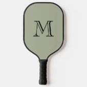 Raquette De Pickleball Simple Monogramme Initiale Vert Sauge Gras (Verso)