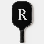 Raquette De Pickleball Simple Monogramme noir et blanc (Verso)