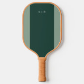 Raquette De Pickleball Simple Monogramme Stripe Vert Foncé (Recto)