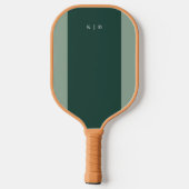 Raquette De Pickleball Simple Monogramme Stripe Vert Foncé (Verso)