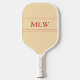 Raquette De Pickleball Simple pêche et rouge monogramme