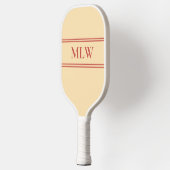 Raquette De Pickleball Simple pêche et rouge monogramme (Gauche)