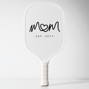 Raquette De Pickleball Simple Script Cœur Noir Maman Nouveau Établie Est