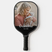 Raquette De Pickleball Simple Script Grandma Est.Photo Year Black (Verso)