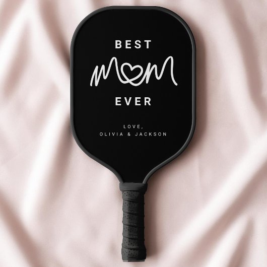 Raquette De Pickleball Simple Script Noir et Blanc Maman Parfaite Incroya