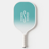 Raquette De Pickleball Simple trois lettres Turquoise blanc Ombre Monogra (Verso)