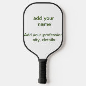 Raquette De Pickleball Simple vert minimal ajouter votre nom de texte pho (Verso)