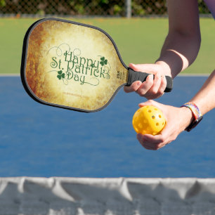Raquette De Pickleball SlipperyJoe's Happy St. Patrick's Day trois feuill