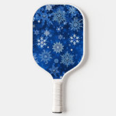 Raquette De Pickleball Snowflakes de Noël Bleu et argent (Verso)