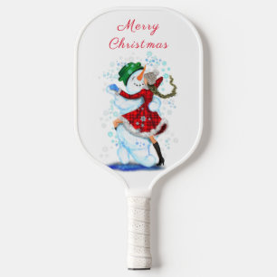 Raquette De Pickleball Snowman and Girl Dancing Tango Pickleball Paddle
