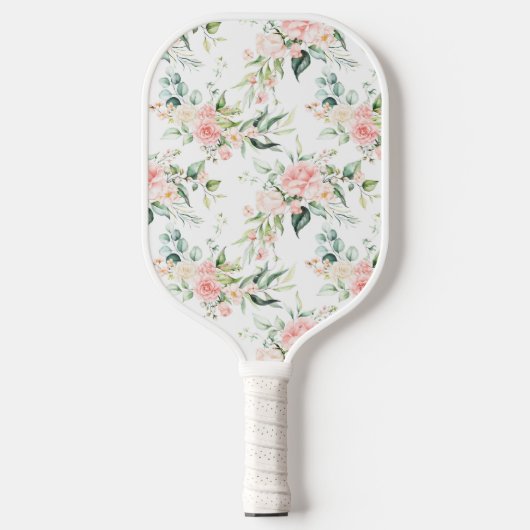 Raquette De Pickleball Soft Pastel Rose Rose Flower Motif (Recto)