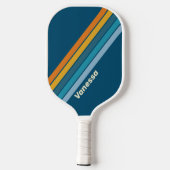 Raquette De Pickleball Soleil bleu rayé avec nom (Verso)