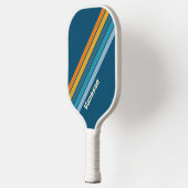 Raquette De Pickleball Soleil bleu rayé avec nom (Gauche)