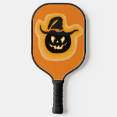 Raquette De Pickleball Sorcière Citrouille brillante sur Orange (Verso)