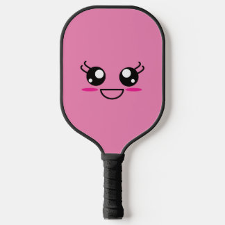 Raquette De Pickleball Souriant Visage Kawaii Sur Paddle Pickleball Rose