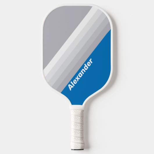 Raquette De Pickleball Sport Cloudy Blue Sky Stripes with Name (Recto)