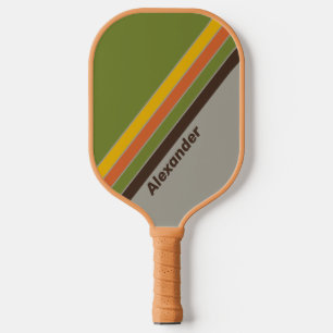 Raquette De Pickleball Sport Coucher de soleil Clover Rayé avec Nom