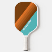 Raquette De Pickleball Sport Desert Teal Stripes with Name (Verso)