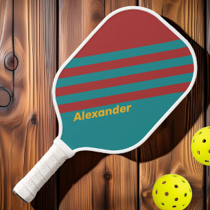Raquette De Pickleball Sport Rayures de Récif Rubis avec Nom