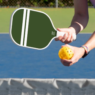 Raquette De Pickleball Sporty Bold Forest Green Top White Racing Stripes