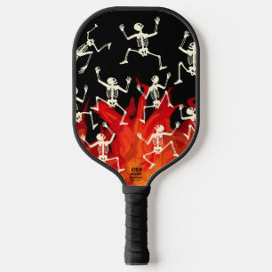Raquette De Pickleball Squelettes dansants en flammes de feu pour Hallowe