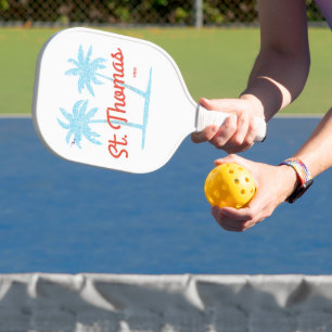 Raquette De Pickleball St Thomas Island USVI Type Vintage Palmes bleues