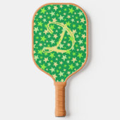 Raquette De Pickleball Star Green Moderne élégant Monogramme élégant init (Recto)