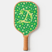 Raquette De Pickleball Star Green Moderne élégant Monogramme élégant init (Verso)