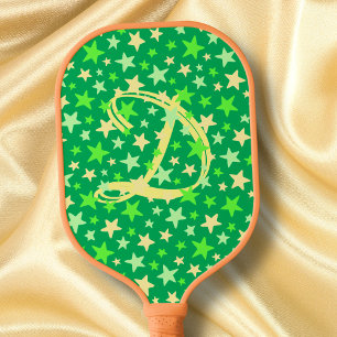Raquette De Pickleball Star Green Moderne élégant Monogramme élégant init