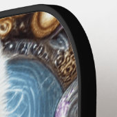 Raquette De Pickleball Steampunk Whimsical charmant loup blanc (Détail gauche)