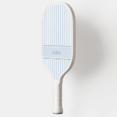 Raquette De Pickleball Striped Blue Modern Retro Simple Personalized Name (Gauche)