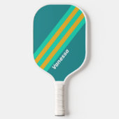 Raquette De Pickleball Stripes de mer éclairées avec nom (Recto)