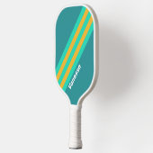 Raquette De Pickleball Stripes de mer éclairées avec nom (Gauche)