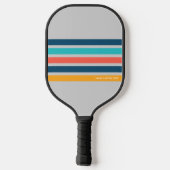 Raquette De Pickleball Stripes Retro Classique Stripes Texte Personnalisé (Verso)