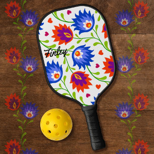 Raquette De Pickleball Style mexicain coloré motif floral élégant gras