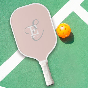 Raquette De Pickleball Style moderne de typographie Monogramme Blush rose