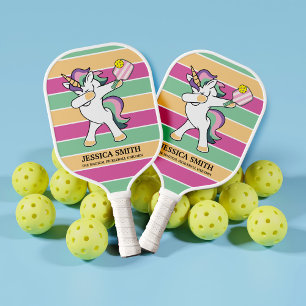 Raquette De Pickleball Style Rétro Ping Pong Dabbing Unicorne