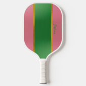 Raquette De Pickleball Stylish Pink Green Monogram Preppy (Recto)