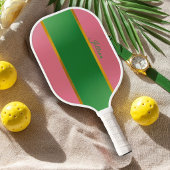 Raquette De Pickleball Stylish Pink Green Monogram Preppy