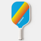 Raquette De Pickleball Sunburst Sea Stripes with Name (Verso)