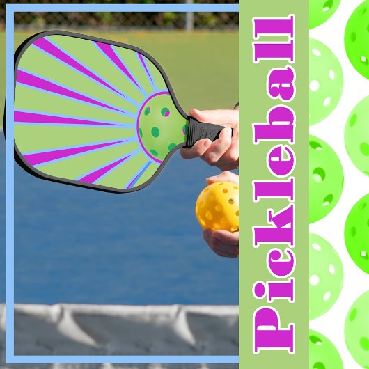 Raquette De Pickleball Sunburst vert et violet coloré