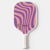 Raquette De Pickleball Sunny Pink Purple Lignes Retro Curvy Nom personnal (Recto)