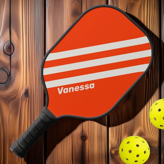 Raquette De Pickleball Sunset rétro Orange Trois bandes avec nom